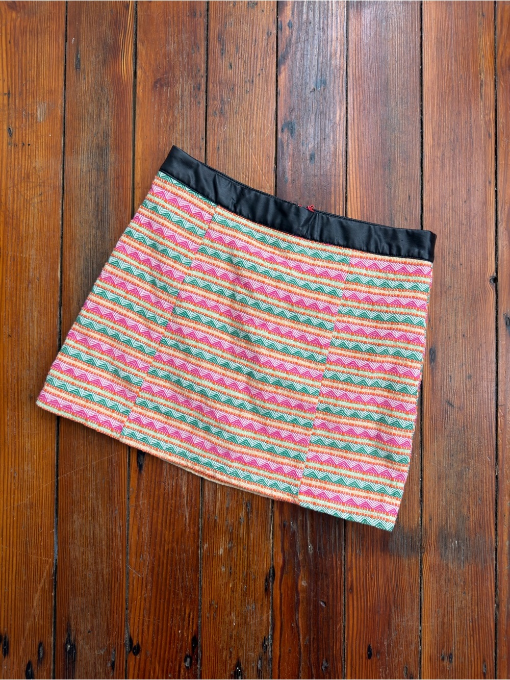 Vintage 00s ya Los Angeles woven mini skirt w pleather trim